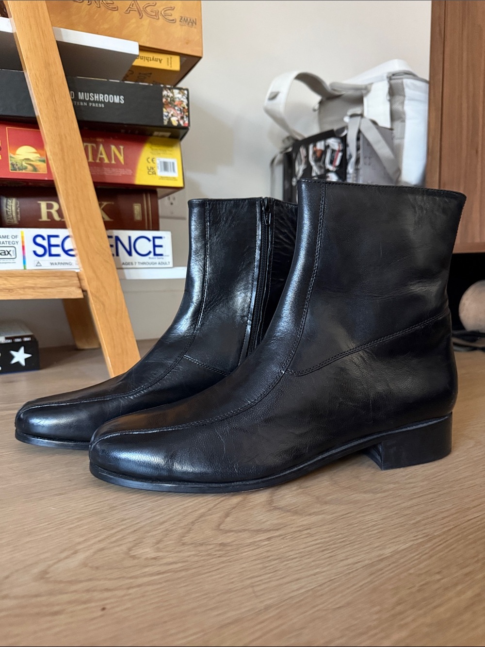 Nunn Bush Black Leather Men's Ankle Boots with Side Zip